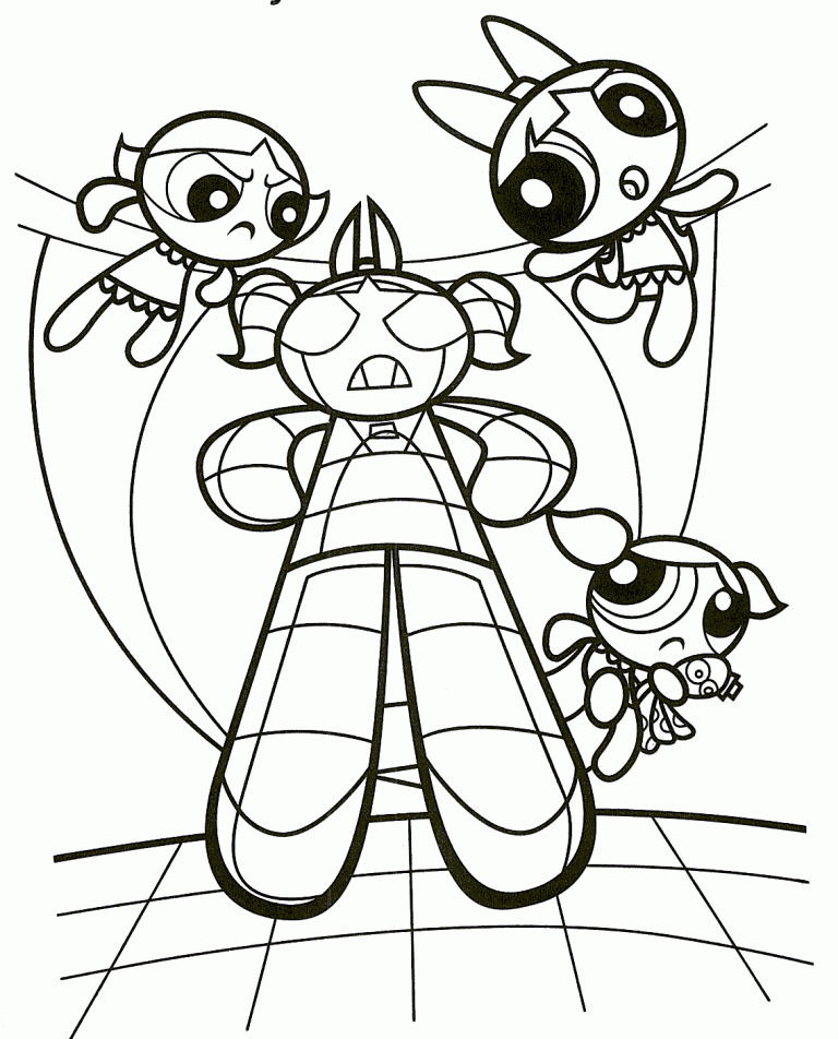 Plansa de colorat cu Fetele Powerpuff 6 12